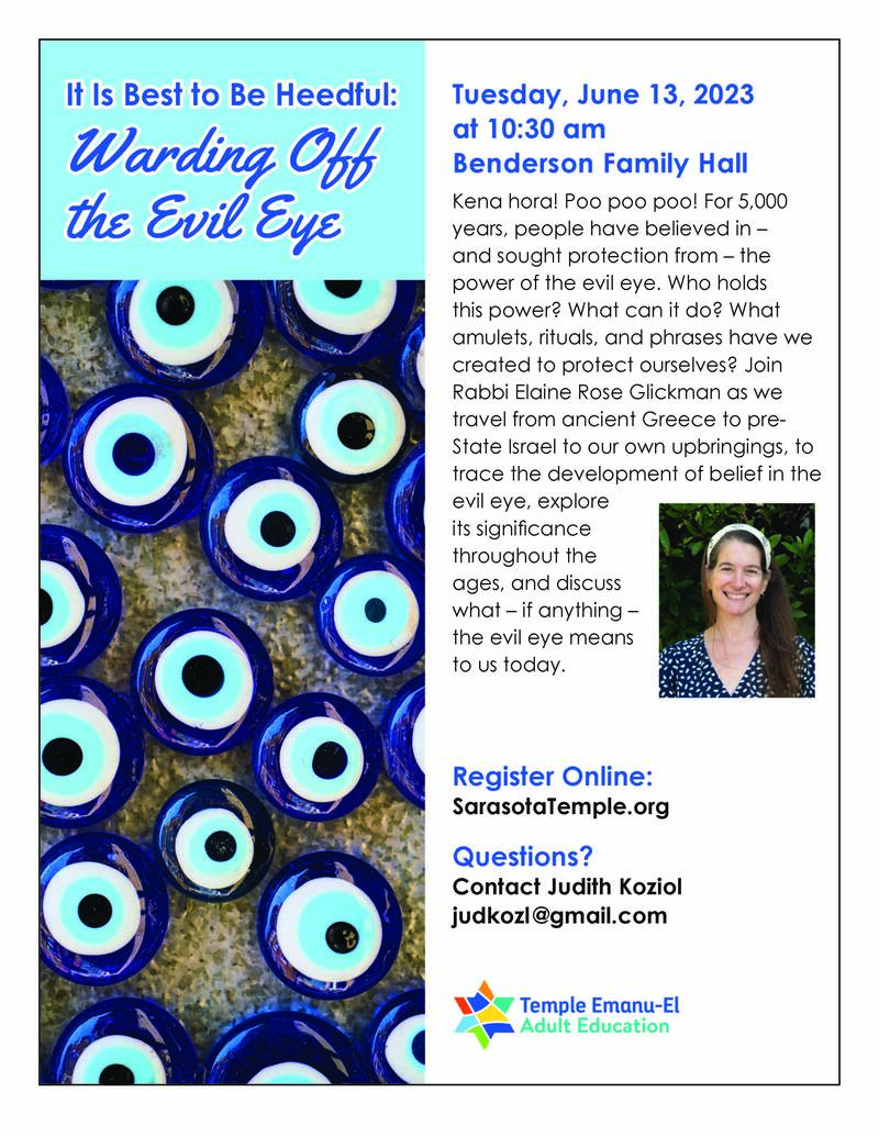 Banner Image for Adult Education - It Is Best to be Heedful: Warding off the Evil Eye
